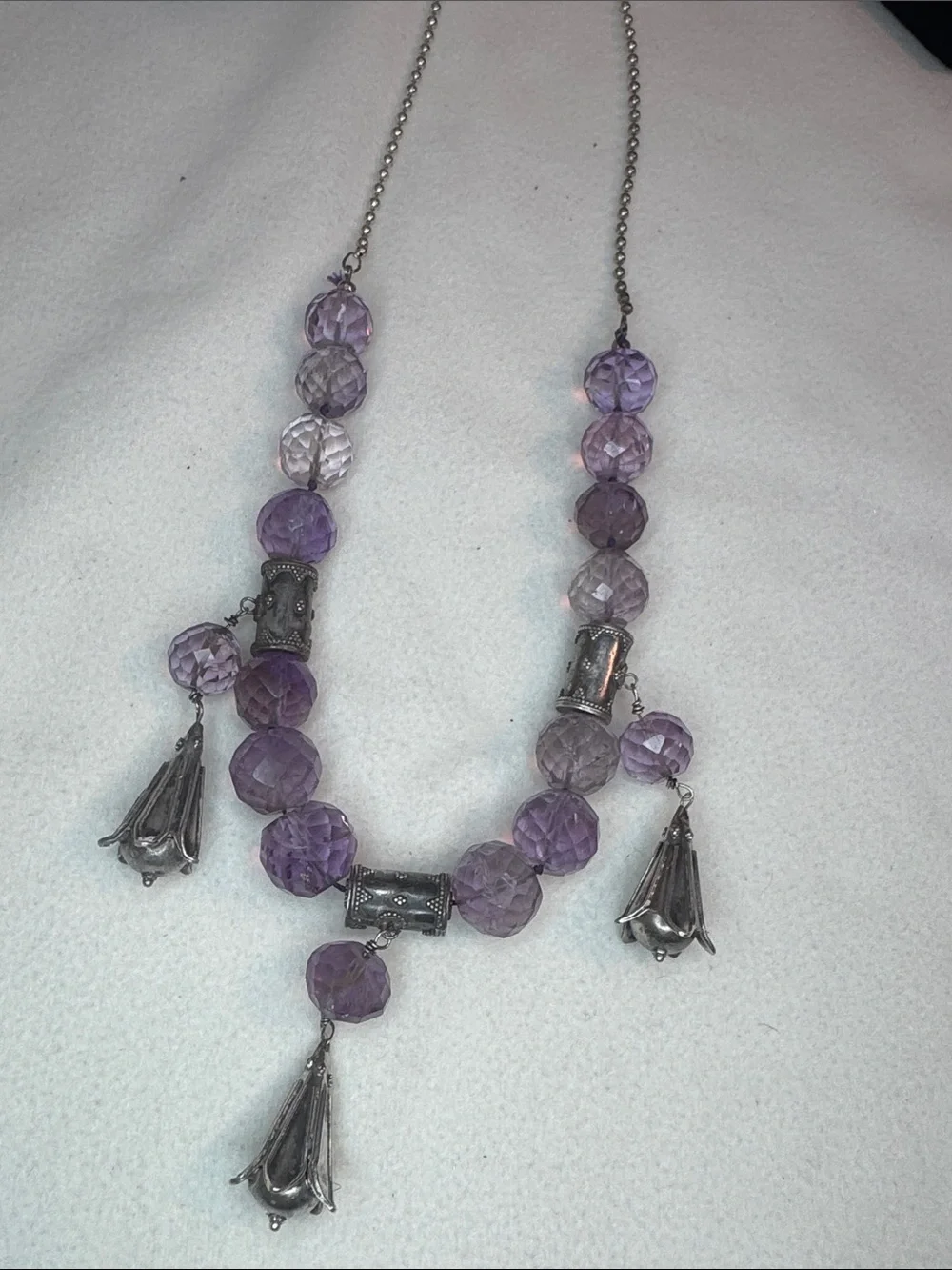 Amethyst faceted stone Statement Necklace
